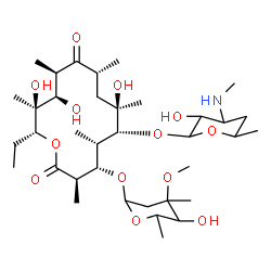 ChemSpider 2D Image | (3R,4S,5S,6R,7R,9R,11R,12R,13S,14R)-14-Ethyl-7,12,13-trihydroxy-4-[(5-hydroxy-4-methoxy-4,6-dimethyltetrahydro-2H-pyran-2-yl)oxy]-6-{[3-hydroxy-6-methyl-4-(methylamino)tetrahydro-2H-pyran-2-yl]oxy}-3,
5,7,9,11,13-hexamethyloxacyclotetradecane-2,10-dione | C36H65NO13