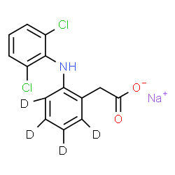 ChemSpider 2D Image | Sodium {2-[(2,6-dichlorophenyl)amino](~2~H_4_)phenyl}acetate | C14H6D4Cl2NNaO2
