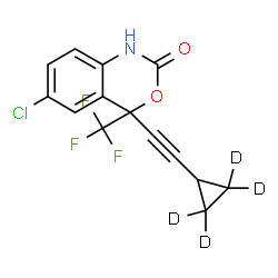 ChemSpider 2D Image | 6-Chloro-4-[(2,2,3,3-~2~H_4_)cyclopropylethynyl]-4-(trifluoromethyl)-1,4-dihydro-2H-3,1-benzoxazin-2-one | C14H5D4ClF3NO2
