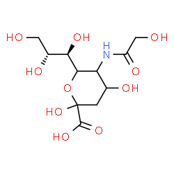 ChemSpider 2D Image | 3,5-Dideoxy-5-(glycoloylamino)-6-[(1R,2R)-1,2,3-trihydroxypropyl]hex-2-ulopyranosonic acid | C11H19NO10