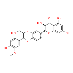 ChemSpider 2D Image | (3R)-3,5,7-Trihydroxy-2-[2-(4-hydroxy-3-methoxyphenyl)-3-(hydroxymethyl)-2,3-dihydro-1,4-benzodioxin-6-yl]-2,3-dihydro-4H-chromen-4-one | C25H22O10