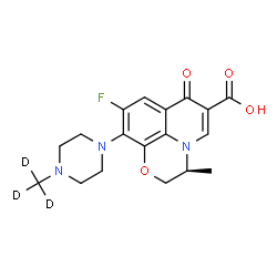 ChemSpider 2D Image | (3S)-9-Fluoro-3-methyl-10-[4-(~2~H_3_)methyl-1-piperazinyl]-7-oxo-2,3-dihydro-7H-[1,4]oxazino[2,3,4-ij]quinoline-6-carboxylic acid | C18H17D3FN3O4