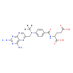 ChemSpider 2D Image | N-(4-{[(2,4-Diamino-6-pteridinyl)methyl][(~2~H_3_)methyl]amino}benzoyl)glutamic acid | C20H19D3N8O5