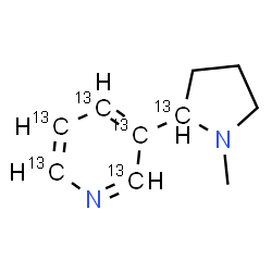 ChemSpider 2D Image | 3-[1-Methyl(2-~13~C)-2-pyrrolidinyl](~13~C_5_)pyridine | C413C6H14N2