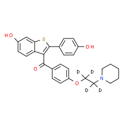 ChemSpider 2D Image | [6-Hydroxy-2-(4-hydroxyphenyl)-1-benzothiophen-3-yl](4-{[2-(1-piperidinyl)(~2~H_4_)ethyl]oxy}phenyl)methanone | C28H23D4NO4S