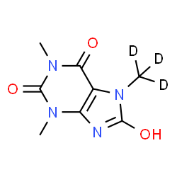 ChemSpider 2D Image | 1,3-Dimethyl-7-(~2~H_3_)methyl-7,9-dihydro-1H-purine-2,6,8(3H)-trione | C8H7D3N4O3