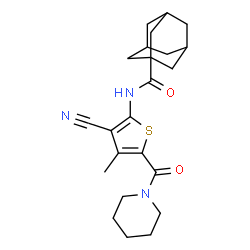 ChemSpider 2D Image | N-[3-Cyano-4-methyl-5-(1-piperidinylcarbonyl)-2-thienyl]-1-adamantanecarboxamide | C23H29N3O2S