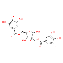 ChemSpider 2D Image | 5-O-(3,4,5-Trihydroxybenzoyl)-2-C-{[(3,4,5-trihydroxybenzoyl)oxy]methyl}-D-ribofuranose | C20H20O14