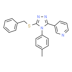 ChemSpider 2D Image | 3-(5-Benzylsulfanyl-4-p-tolyl-4H-[1,2,4]triazol-3-yl)-pyridine | C21H18N4S