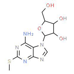 ChemSpider 2D Image | 2-(Methylsulfanyl)-7-pentofuranosyl-7H-purin-6-amine | C11H15N5O4S