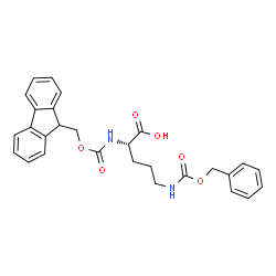 ChemSpider 2D Image | N~5~-[(Benzyloxy)carbonyl]-N~2~-[(9H-fluoren-9-ylmethoxy)carbonyl]-L-ornithine | C28H28N2O6