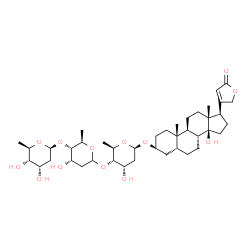 ChemSpider 2D Image | (3beta,5beta)-3-{[2,6-Dideoxy-beta-D-ribo-hexopyranosyl-(1->4)-2,6-dideoxy-D-ribo-hexopyranosyl-(1->4)-2,6-dideoxy-beta-D-ribo-hexopyranosyl]oxy}-14-hydroxycard-20(22)-enolide | C41H64O13