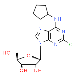 ChemSpider 2D Image | 2-Chloro-N-cyclopentyl-9-[(2xi)-beta-D-threo-pentofuranosyl]-9H-purin-6-amine | C15H20ClN5O4