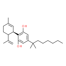 ChemSpider 2D Image | 2-[(1R)-6-Isopropenyl-3-methyl-2-cyclohexen-1-yl]-5-(2-methyl-2-octanyl)-1,3-benzenediol | C25H38O2