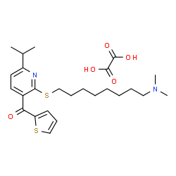ChemSpider 2D Image | (2-{[8-(Dimethylamino)octyl]sulfanyl}-6-isopropyl-3-pyridinyl)(2-thienyl)methanone ethanedioate (1:1) | C25H36N2O5S2