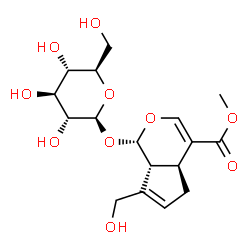 ChemSpider 2D Image | Methyl (1S,4aS,7aR)-1-(beta-D-glucopyranosyloxy)-7-(hydroxymethyl)-1,4a,5,7a-tetrahydrocyclopenta[c]pyran-4-carboxylate | C17H24O10
