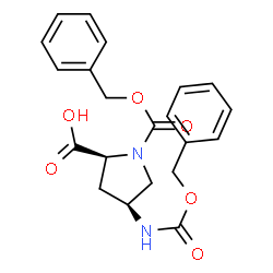 ChemSpider 2D Image | (4S)-1-[(Benzyloxy)carbonyl]-4-{[(benzyloxy)carbonyl]amino}-L-proline | C21H22N2O6