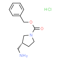ChemSpider 2D Image | (R)-Benzyl 3-(aminomethyl)pyrrolidine-1-carboxylate hydrochloride | C13H19ClN2O2