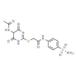 ChemSpider 2D Image | 2-[(5-acetamido-4,6-dioxo-1,5-dihydropyrimidin-2-yl)sulfanyl]-N-(4-sulfamoylphenyl)acetamide | C14H15N5O6S2