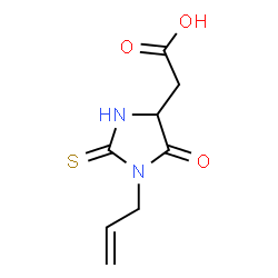 ChemSpider 2D Image | (1-Allyl-5-oxo-2-thioxo-4-imidazolidinyl)acetic acid | C8H10N2O3S