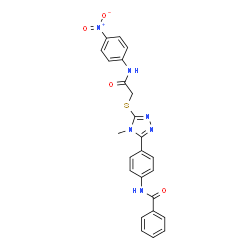 ChemSpider 2D Image | N-{4-[4-Methyl-5-({2-[(4-nitrophenyl)amino]-2-oxoethyl}sulfanyl)-4H-1,2,4-triazol-3-yl]phenyl}benzamide | C24H20N6O4S