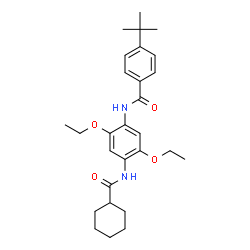 ChemSpider 2D Image | N-{4-[(Cyclohexylcarbonyl)amino]-2,5-diethoxyphenyl}-4-(2-methyl-2-propanyl)benzamide | C28H38N2O4