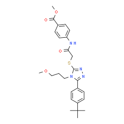 ChemSpider 2D Image | Methyl 4-{[({4-(3-methoxypropyl)-5-[4-(2-methyl-2-propanyl)phenyl]-4H-1,2,4-triazol-3-yl}sulfanyl)acetyl]amino}benzoate | C26H32N4O4S