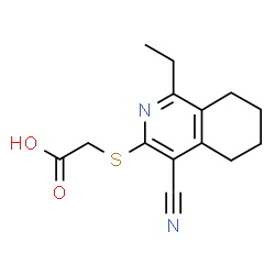 ChemSpider 2D Image | 2-((4-cyano-1-ethyl-5,6,7,8-tetrahydroisoquinolin-3-yl)thio)acetic acid | C14H16N2O2S