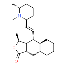 ChemSpider 2D Image | (3S,4R,4aS,8aR,9aS)-4-{(E)-2-[(2S,6R)-1,6-Dimethyl-2-piperidinyl]vinyl}-3-methyldecahydronaphtho[2,3-c]furan-1(3H)-one | C22H35NO2