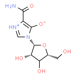 ChemSpider 2D Image | 4-Carbamoyl-1-[(3xi)-beta-D-threo-pentofuranosyl]-1H-imidazol-3-ium-5-olate | C9H13N3O6