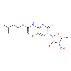 ChemSpider 2D Image | 1-[(2xi)-5-Deoxy-beta-D-threo-pentofuranosyl]-5-fluoro-4-{[(3-methylbutoxy)carbonyl]amino}-2(1H)-pyrimidinone | C15H22FN3O6