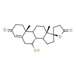 ChemSpider 2D Image | (7S,8R,10R,13S,17R)-10,13-Dimethyl-7-sulfanyl-1,6,7,8,9,10,11,12,13,14,15,16-dodecahydro-3'H-spiro[cyclopenta[a]phenanthrene-17,2'-furan]-3,5'(2H,4'H)-dione | C22H30O3S