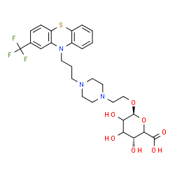 ChemSpider 2D Image | 2-(4-{3-[2-(Trifluoromethyl)-10H-phenothiazin-10-yl]propyl}-1-piperazinyl)ethyl beta-L-glycero-hexopyranosiduronic acid | C28H34F3N3O7S