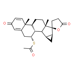 ChemSpider 2D Image | S-[(4aR,4bS,6aS,7S,7aS,8aS,8cR,9R)-4a,6a-Dimethyl-2,5'-dioxo-2,4',4b,5,5',6,6a,7a,8,8a,8b,8c,9,10-tetradecahydro-3'H,4aH-spiro[cyclopropa[4,5]cyclopenta[1,2-a]phenanthrene-7,2'-furan]-9-yl] ethanethio
ate | C25H30O4S