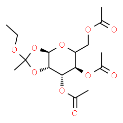 ChemSpider 2D Image | (5xi)-3,4,6-Tri-O-acetyl-1,2-O-(1-ethoxyethylidene)-alpha-D-lyxo-hexopyranose | C16H24O10