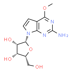 ChemSpider 2D Image | 7-(beta-D-Lyxofuranosyl)-4-methoxy-7H-pyrrolo[2,3-d]pyrimidin-2-amine | C12H16N4O5