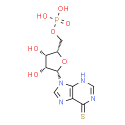 ChemSpider 2D Image | 9-(5-O-Phosphono-beta-L-lyxofuranosyl)-1,9-dihydro-6H-purine-6-thione | C10H13N4O7PS