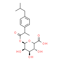 ChemSpider 2D Image | (5xi)-1-O-[2-(4-Isobutylphenyl)propanoyl]-beta-L-lyxo-hexopyranuronic acid | C19H26O8