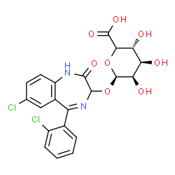 ChemSpider 2D Image | 7-Chloro-5-(2-chlorophenyl)-2-oxo-2,3-dihydro-1H-1,4-benzodiazepin-3-yl (5xi)-beta-L-lyxo-hexopyranosiduronic acid | C21H18Cl2N2O8