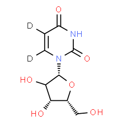 ChemSpider 2D Image | 1-[(2xi)-beta-D-threo-Pentofuranosyl]-2,4(1H,3H)-(5,6-~2~H_2_)pyrimidinedione | C9H10D2N2O6