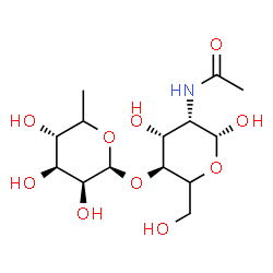 ChemSpider 2D Image | (5xi)-2-Acetamido-2-deoxy-4-O-[(5xi)-6-deoxy-beta-D-lyxo-hexopyranosyl]-beta-D-lyxo-hexopyranose | C14H25NO10