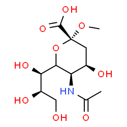 ChemSpider 2D Image | Methyl 5-acetamido-3,5-dideoxy-6-[(1R,2R)-1,2,3-trihydroxypropyl]-beta-L-erythro-hex-2-ulopyranosidonic acid | C12H21NO9