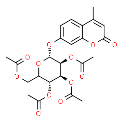 ChemSpider 2D Image | 4-Methyl-2-oxo-2H-chromen-7-yl (5xi)-2,3,4,6-tetra-O-acetyl-alpha-D-lyxo-hexopyranoside | C24H26O12