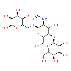 ChemSpider 2D Image | (5xi)-alpha-L-ribo-Hexopyranosyl-(1->4)-2-acetamido-2-deoxy-beta-D-threo-hexopyranosyl-(1->6)-(5xi)-alpha-L-ribo-hexopyranose | C20H35NO16