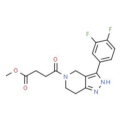 ChemSpider 2D Image | Methyl 4-[3-(3,4-difluorophenyl)-2,4,6,7-tetrahydro-5H-pyrazolo[4,3-c]pyridin-5-yl]-4-oxobutanoate | C17H17F2N3O3