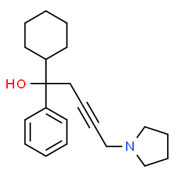 ChemSpider 2D Image | 1-Cyclohexyl-1-phenyl-5-(1-pyrrolidinyl)-3-pentyn-1-ol | C21H29NO