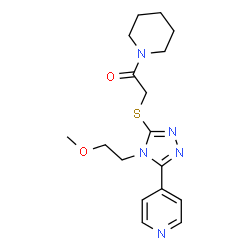 ChemSpider 2D Image | 2-{[4-(2-Methoxyethyl)-5-(4-pyridinyl)-4H-1,2,4-triazol-3-yl]sulfanyl}-1-(1-piperidinyl)ethanone | C17H23N5O2S