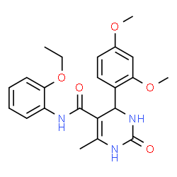 ChemSpider 2D Image | 4-(2,4-Dimethoxyphenyl)-N-(2-ethoxyphenyl)-6-methyl-2-oxo-1,2,3,4-tetrahydro-5-pyrimidinecarboxamide | C22H25N3O5