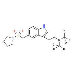 ChemSpider 2D Image | N,N-Bis[(~2~H_3_)methyl]-2-{5-[(1-pyrrolidinylsulfonyl)methyl]-1H-indol-3-yl}ethanamine | C17H19D6N3O2S