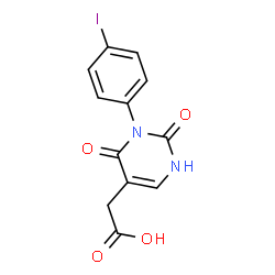 ChemSpider 2D Image | [3-(4-Iodophenyl)-2,4-dioxo-1,2,3,4-tetrahydro-5-pyrimidinyl]acetic acid | C12H9IN2O4